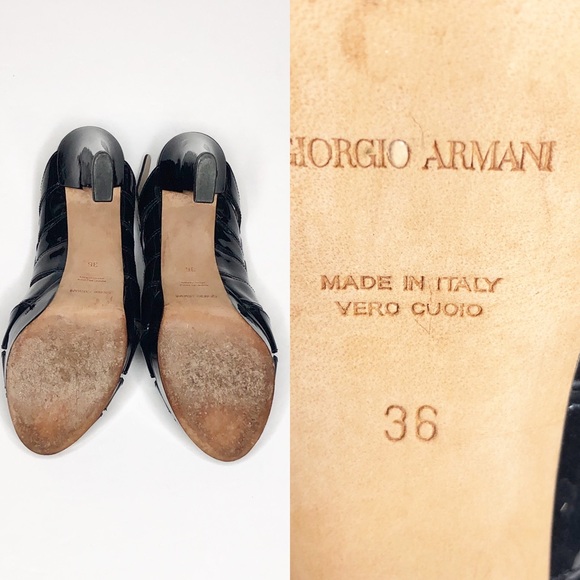 Giorgio Armani Black Patent Slingback Peeptoe Heels 6 - Picture 10 of 10